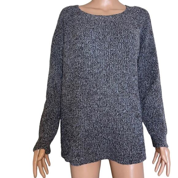 Pink Clover women's sweater boxy gray/black comfortable SZ L button edges - Picture 2 of 11